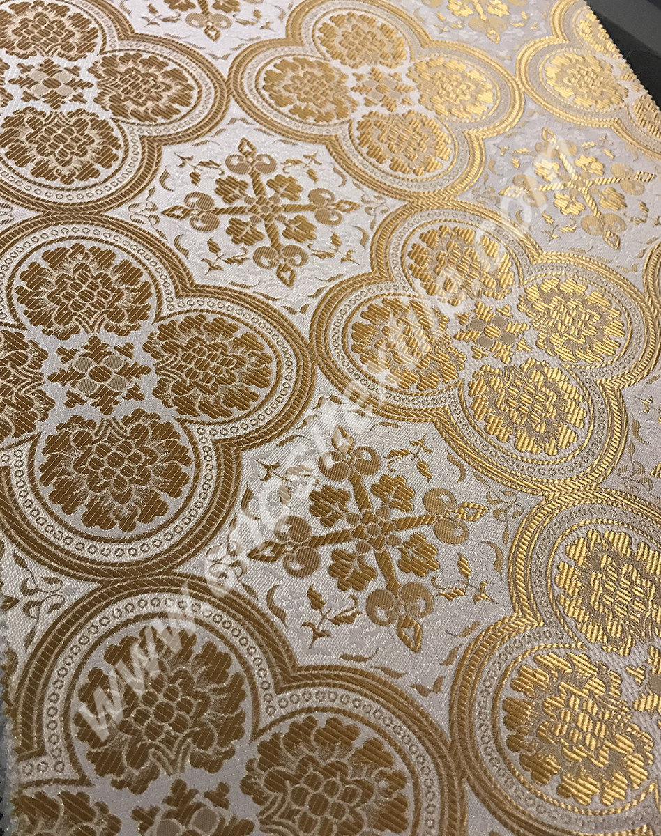 KL-013 White-Light Gold Brocade Fabrics